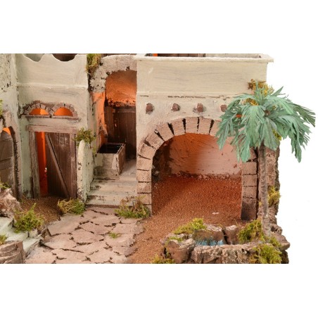 Pueblo árabe iluminado con oasis y fuente cm 62x43x51 h