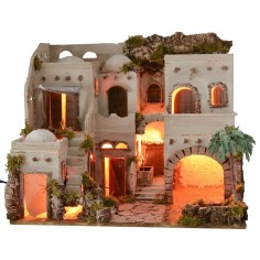 Pueblo árabe iluminado con oasis y fuente cm 62x43x51 h