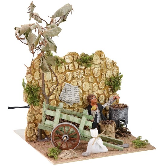 Chestnut maker in motion 10 cm with fire effect cm 18x20x24 h