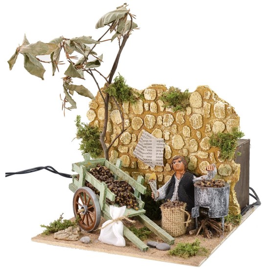 Chestnut maker in motion 10 cm with fire effect cm 18x20x24 h