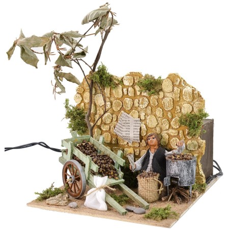 Chestnut maker in motion 10 cm with fire effect cm 18x20x24 h