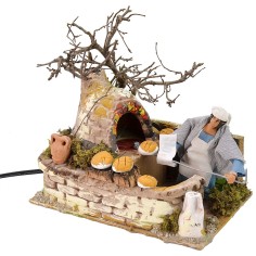 Panadera con horno en movimiento serie 12 cm Mundo Pesebre
