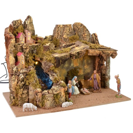 Nativity scene complete with statues with lights and working