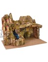 Nativity scene with landscape, lights and working waterfall cm