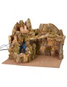 Nativity scene with landscape, lights and working waterfall cm