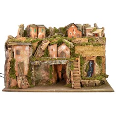 Nativity scene with lights and working waterfall cm 80x50x50h