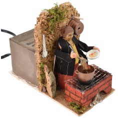 Cuoca che cucina in movimento 8 cm Mondo Presepi 2