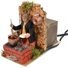 Cocinera que cocina en movimiento 8 cm Mundo Pesebre