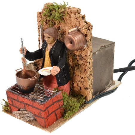 Cuoca che cucina in movimento 8 cm Mondo Presepi
