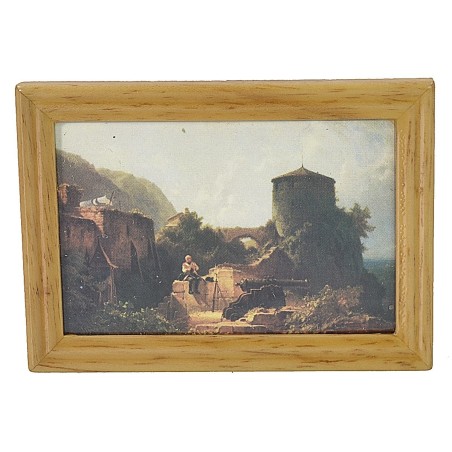 Cuadro con paisaje de campo 7,2x5,2 cm Mundo Belenes