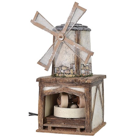 Windmill with working grinder cm 15,5x15,5x36 h