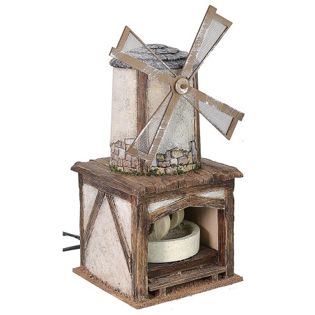 Windmill with working grinder cm 15,5x15,5x36 h