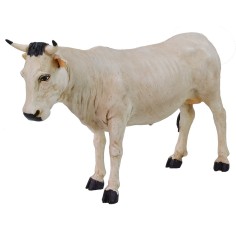 Buey blanco de resina para estatuas de 30 cm Pigini Mondo Presepi