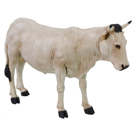 Buey blanco de resina para estatuas de 30 cm Pigini Mondo Presepi