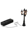 Black battery-powered street lamp with 4 12 cm street lanterns
