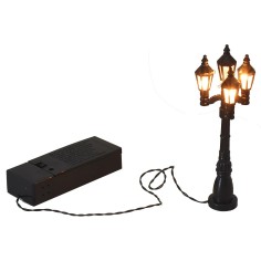 Black battery-powered street lamp with 4 12 cm street lanterns 2