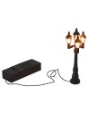 Black battery-powered street lamp with 4 12 cm street lanterns
