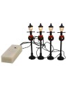 Set of 4 black street lamps with 10 cm battery-operated