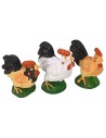 Set de 6 aves de corral en resina para estatuas de 8-10 cm