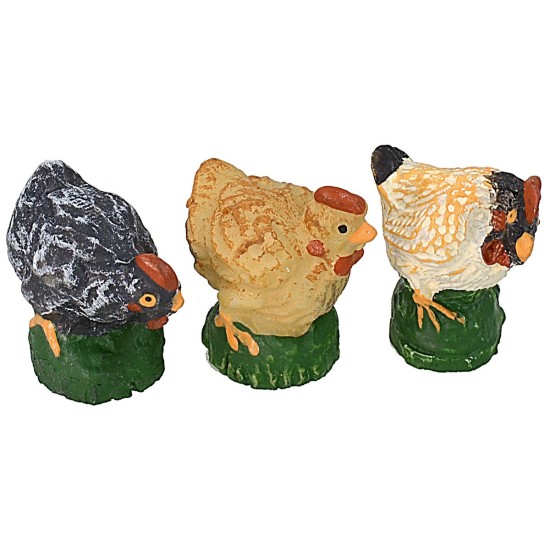 Set de 6 aves de corral en resina para estatuas de 8-10 cm
