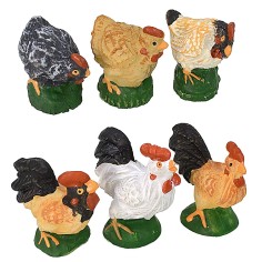 Set con galli e galline in resina per statue da 8-10 cm 2