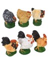 Set de 6 aves de corral en resina para estatuas de 8-10 cm
