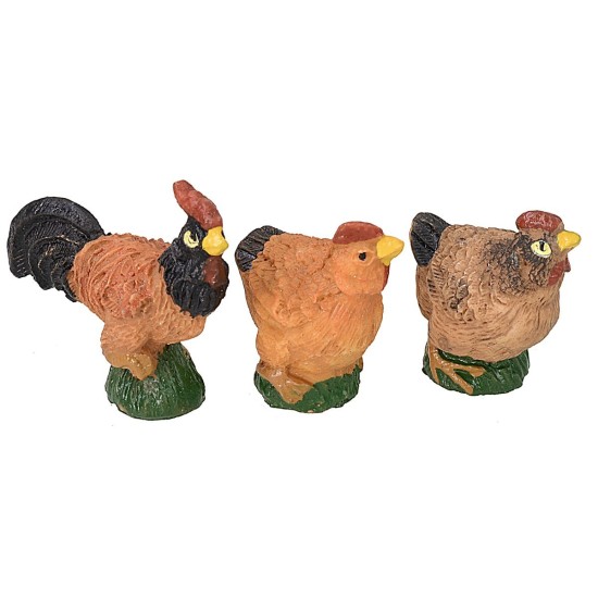 Juego de 6 aves de corral de resina para estatuas de 12 cm Mundo Pesebre
