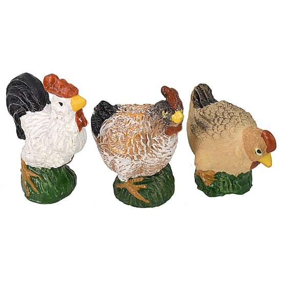Juego de 6 aves de corral en resina para estatuas de 12 cm