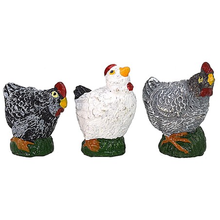 Juego de 6 aves de corral en resina para estatuas de 12 cm