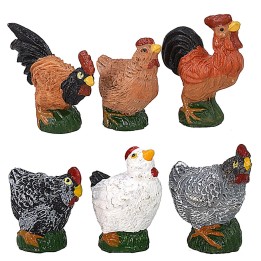 Set of 6 resin gallinaceous for 12 cm statues