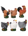 Juego de 6 aves de corral en resina para estatuas de 12 cm