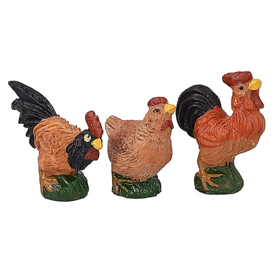 Juego de 6 aves de corral en resina para estatuas de 12 cm