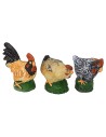 Set con galli e galline in resina per statue da 8 cm