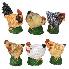 Set con galli e galline in resina per statue da 8 cm 2