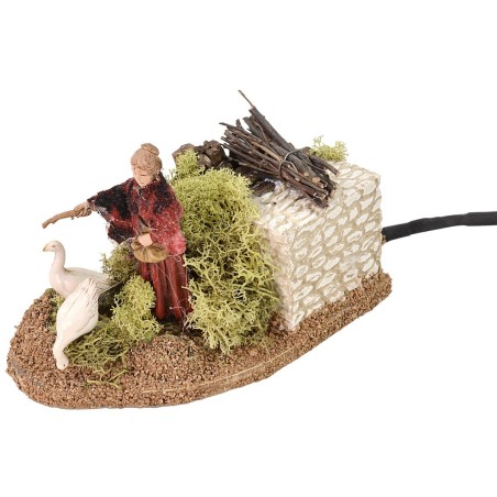 Peasant with geese double movement Landi Moranduzzo 10 cm