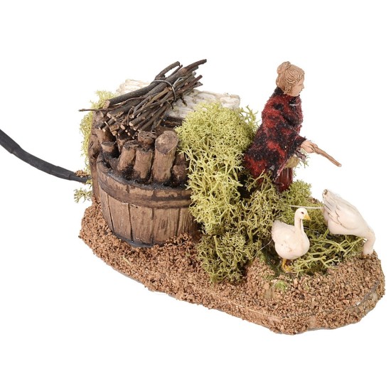 Peasant with geese double movement Landi Moranduzzo 10 cm