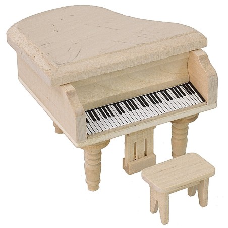 Piano de madera con taburete de 6,5x5,5x6,5 cm h Mondo Presepi