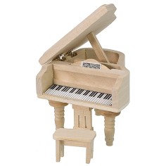 Piano de madera con taburete de 6,5x5,5x6,5 cm h Mondo Presepi 2