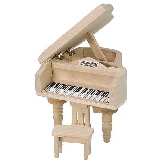 Piano de madera con taburete de 6,5x5,5x6,5 cm h Mondo Presepi