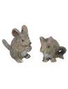 Coloca 2 ratoncitos grises de resina de 1,5x3x2,5 cm h