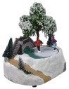 Christmas scenery with bridge and battery-operated skating rink