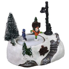 Christmas scenery with a functioning ice rink a
