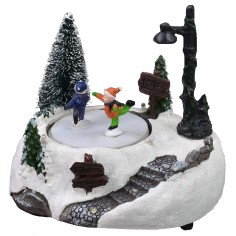 Christmas Scenario with battery-operated ice rink cm 15,5x11x14 2