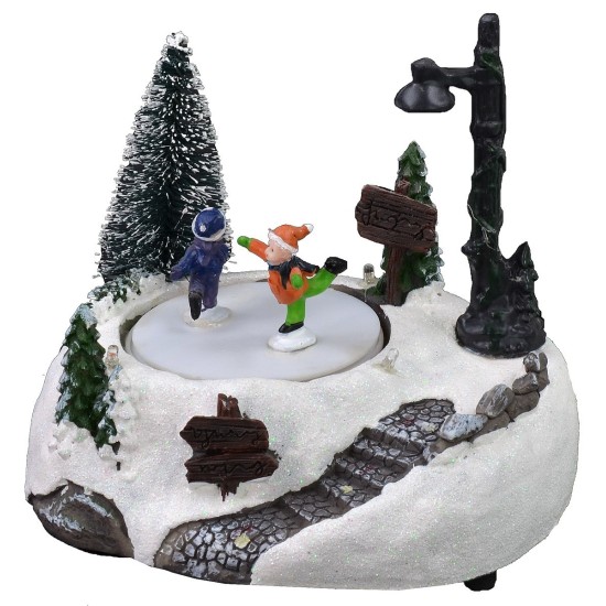 Christmas Scenario with battery-operated ice rink cm 15,5x11x14