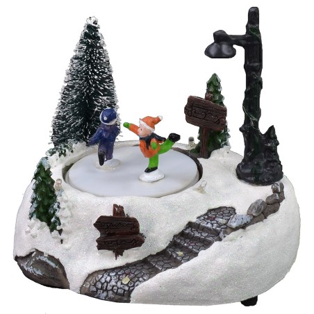 Christmas Scenario with battery-operated ice rink cm 15,5x11x14