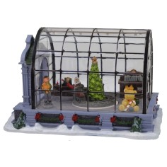 Invernadero con ambientación navideña y trineo de Papá Noel. 2