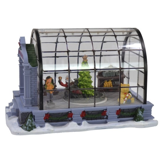 Greenhouse with Christmas setting and Santa's sleigh