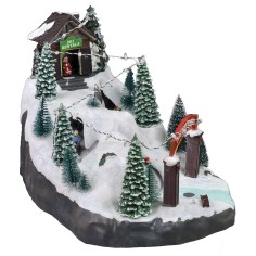 Escenario navideño con pista de esquí funcionando a pilas cm 2