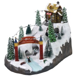 Christmas scenery with battery-operated ski slope cm 22x36,5x24