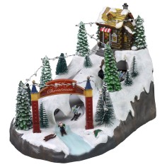 Christmas scenario with battery-operated ski slope cm